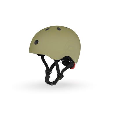 Шолом захисний дитячий Scoot and Ride, оливковий, з ліхтариком, 51-53см