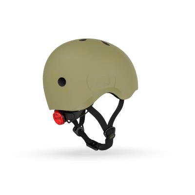 Шолом захисний дитячий Scoot and Ride, оливковий, з ліхтариком, 51-53см