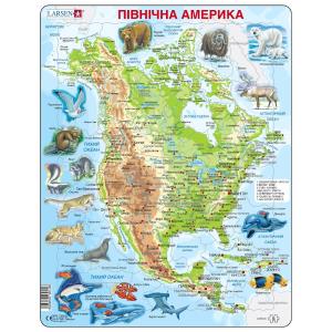 Пазл рамка-вкладиш LARSEN Мапа Північної Америки - тваринний світ