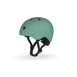 Шолом захисний дитячий Scoot and Ride, сіро-зелений, з ліхтариком, 51-53см