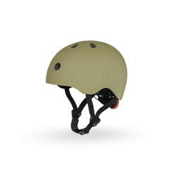 Шолом захисний дитячий Scoot and Ride, оливковий, з ліхтариком, 51-53см