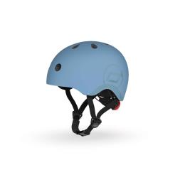 Шолом захисний дитячий Scoot and Ride, сіро-синій, з ліхтариком, 51-53см